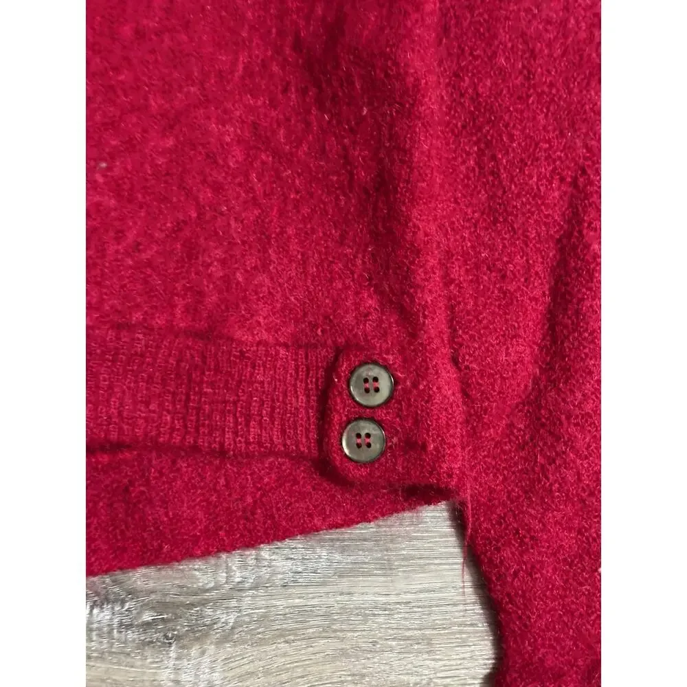 Vintage 60s Kandahar Deluxe Red Mohair Cardigan Kurt Cobain Sweater - Men Medium